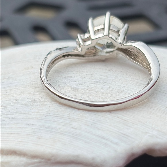 Natural Round ~1ct Prasiolite & Diamond Ring Sterling Silver Size 7.5 - Picture 9 of 14